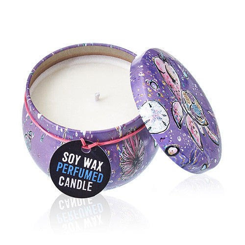 Sea Life Art  - Soy Wax Candle Tin - Raspberry