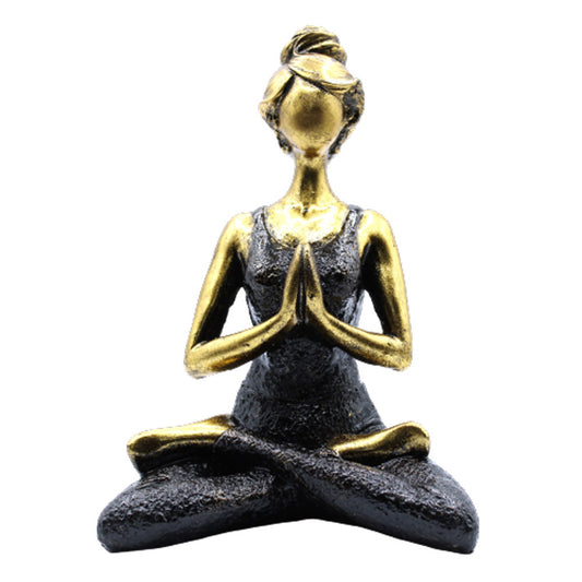 Yoga Pose Lady Figurine - Bronze and Black - 24cm