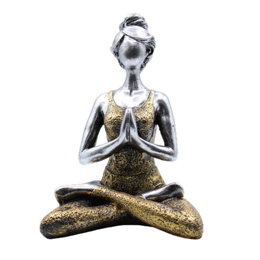 Yoga Pose Lady Figurine - Silver and Gold - 24cm