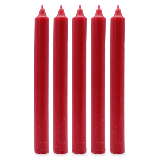 Hand Drawn - Dinner Table Candles - Red - 20cm - Pack of 21