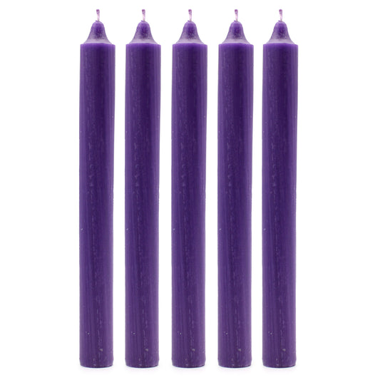 Hand Drawn - Dinner Table Candles - Purple - 20cm - Pack of 21