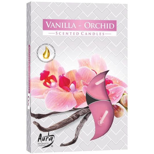 Aura Candles - Scented Tealights - Pack of 6 - Vanilla and Orchid