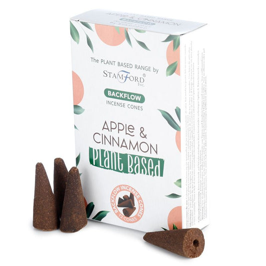 Stamford - Plant Based Vegan Friendly Back Flow Incense Cones - Apple and Cinnamon - Pack of 12