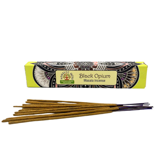 Namaste India - Mandala Natural Masala Incense Sticks - Black Opium - Pack of 12