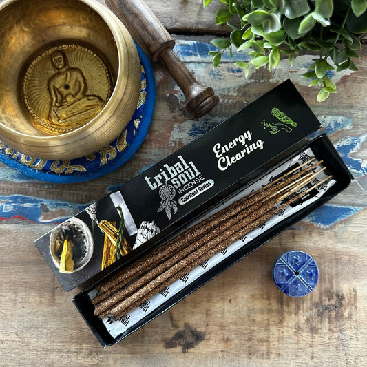 Tribal Soul - Spiritual Incense Sticks and Ceramic Holder - Energy Clearing - Pack of 8