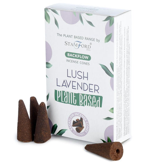 Stamford - Plant Based Vegan Friendly Back Flow Incense Cones - Lush Lavender - Pack of 12