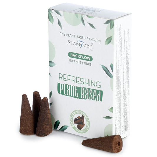 Stamford - Plant Based Vegan Friendly Back Flow Incense Cones - Refreshing - Pack of 12