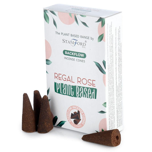 Stamford - Plant Based Vegan Friendly Back Flow Incense Cones - Regal Rose - Pack of 12