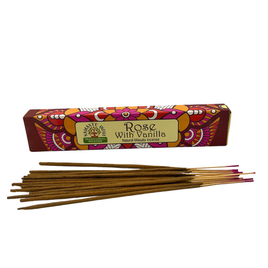 Namaste India - Mandala Natural Masala Incense Sticks - Rose Vanilla - Pack of 12