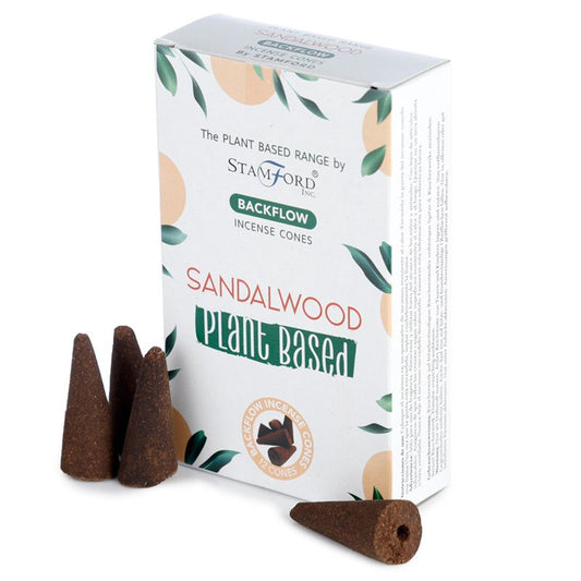 Stamford - Plant Based Vegan Friendly Back Flow Incense Cones - Sandalwood - Pack of 12