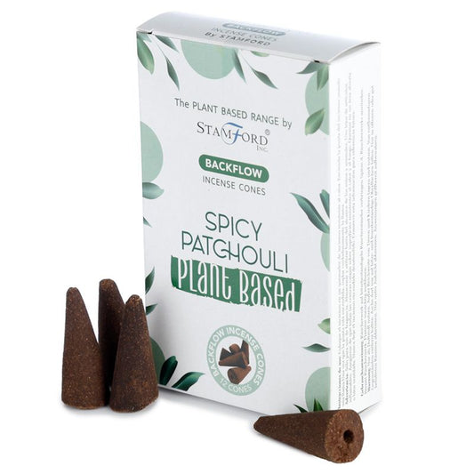 Stamford - Plant Based Vegan Friendly Back Flow Incense Cones - Spicy Patchouli - Pack of 12